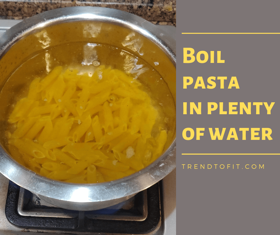 whole wheat pasta boiling in water