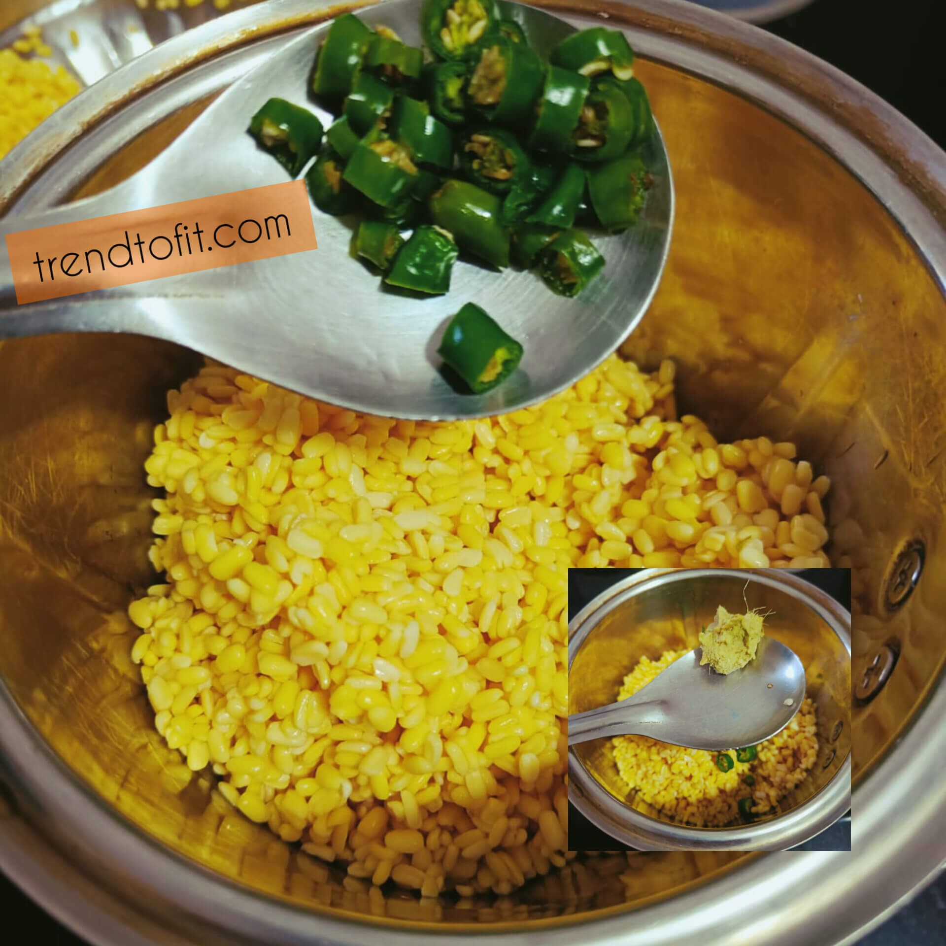 step 1 of moong dal snack recipe